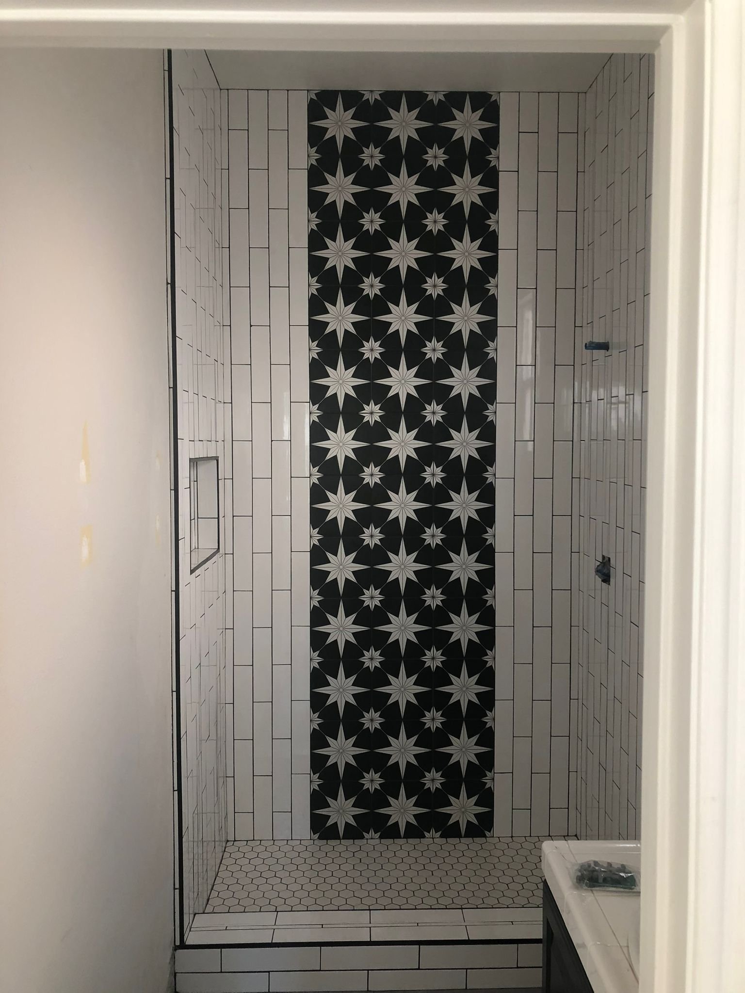 Modern Shower Tile with Star Pattern
